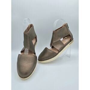 Eileen Fisher Leather  Flats Womens 6.5 Bronze Metallic  Comfort Shoes NEW‎
